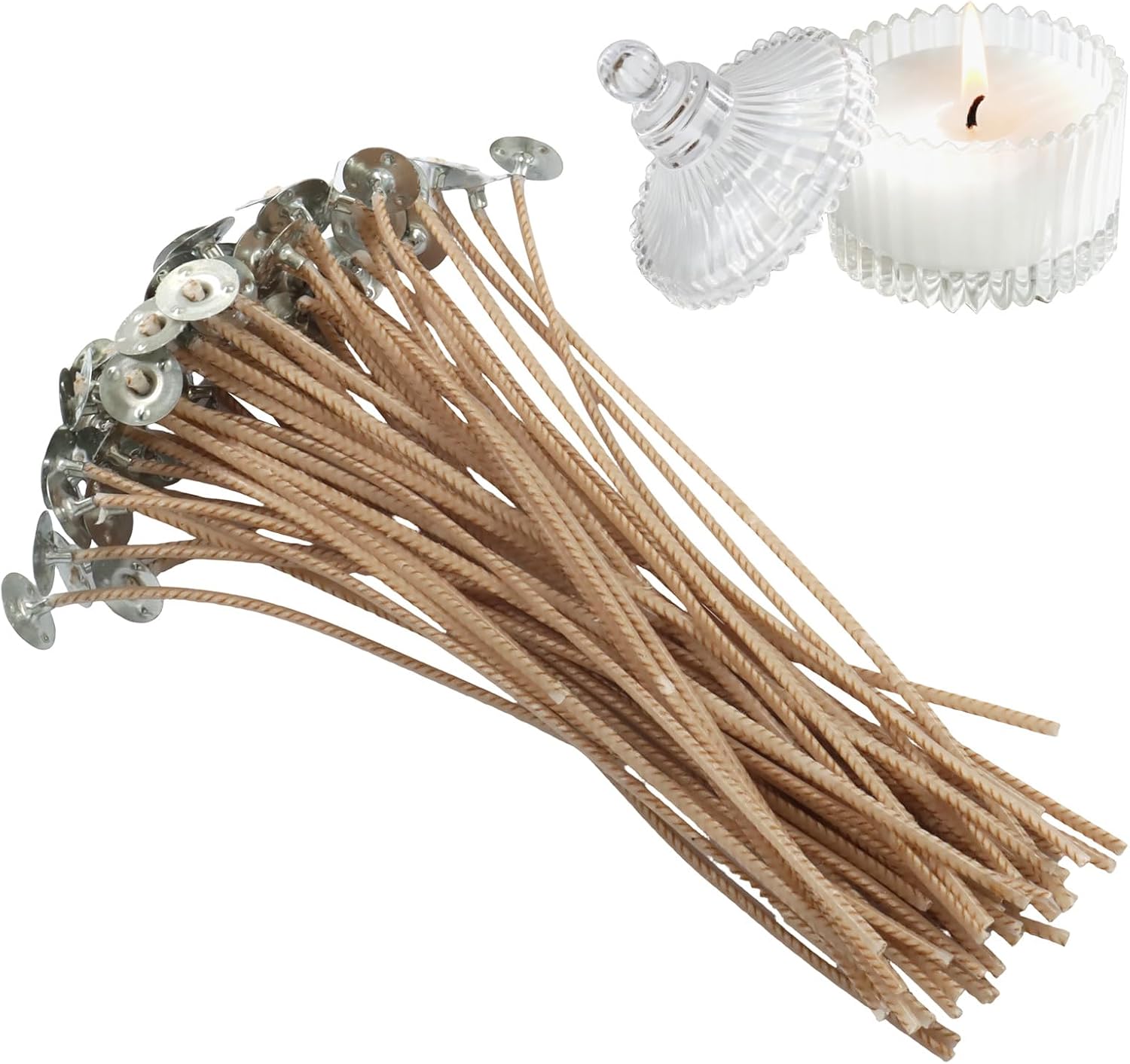 100Pcs CD18 Candle Wick, 6 Inch Pre-Waxed Candle Wicks for Candle Making