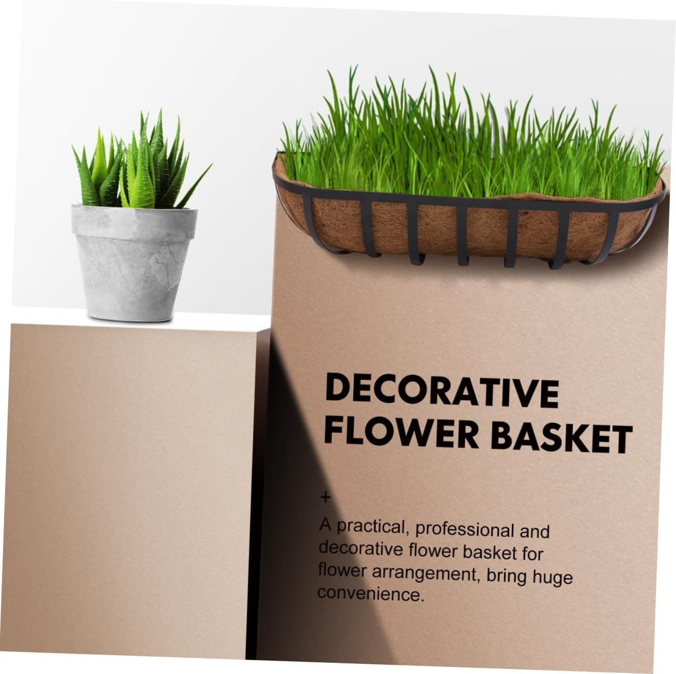 Iron Art Coconut Palm Hanging Basket 24 Inch Wall-Mounted Flowerpot Holder for Outdoor Patio Garden Decorative Plants