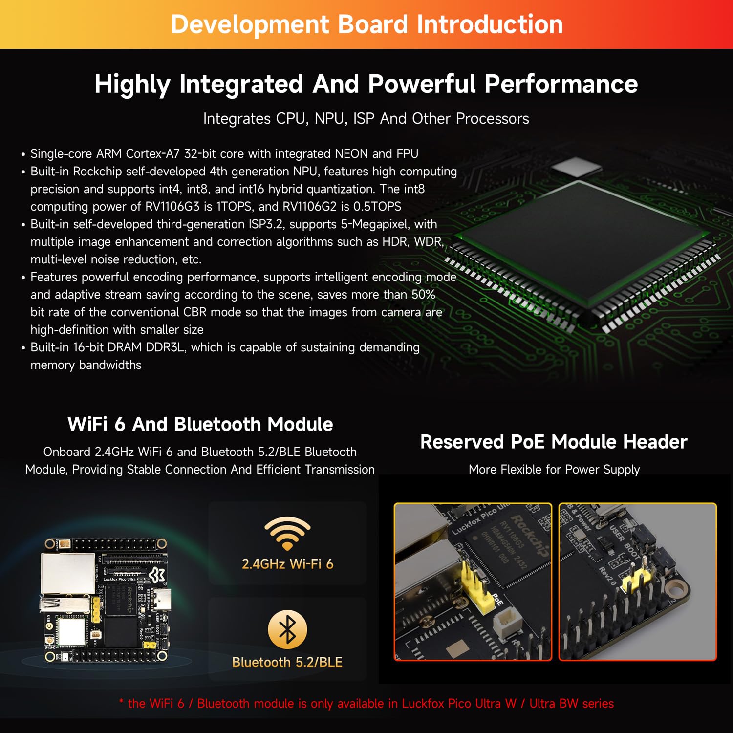 Waveshare Luck-fox Pico Ultra RV1106 Linux Micro Development Board, Integrates Arm Cortex-A7/RISC-V MCU/NPU/ISP Processors, with 8GB EMMC, with PoE Module