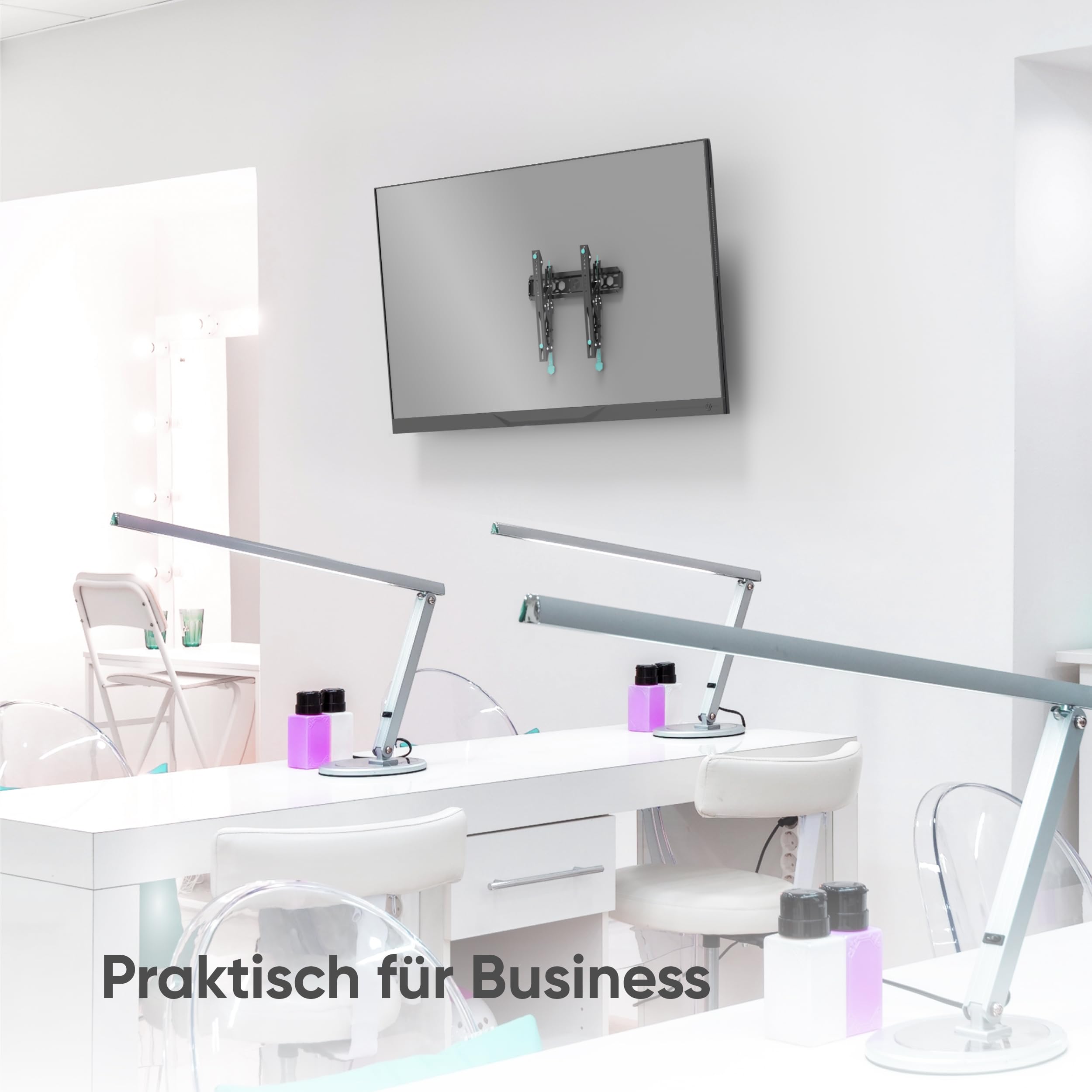 ONKRON TV Wandhalterung neigbar für 32-70 Zoll Fernseher bis zu 60 kg, neigbare Wandhalterung Fernseher, Fernsehhalterung VESA 75x75-400x400, Ultra Slim TV Halterung flach Schwarz TM5-B