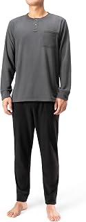 Men's Cotton or Flannel Sleepwear Loungewear Top & Bottom Pajama Set Long Sleeve PJs