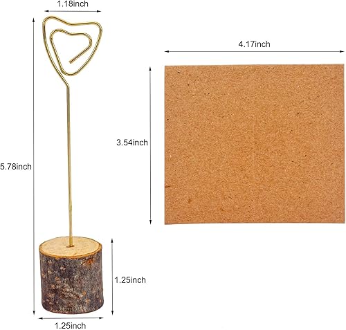 Miniatura 2 de 20 soportes para tarjetas de lugar de madera rústica y 30 tarjetas de lugar de papel Kraft, soporte de madera para números de mesa, soporte para