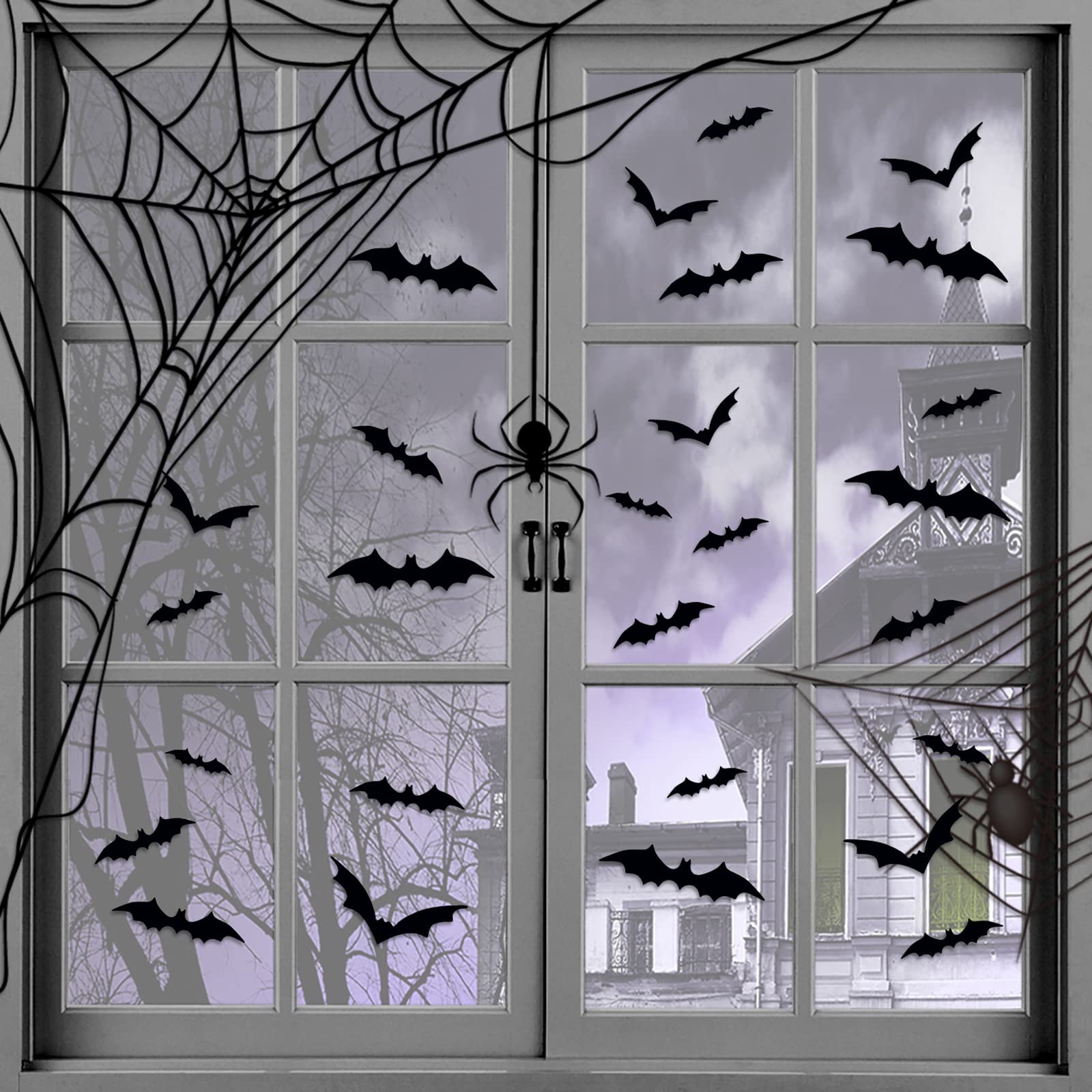 Halloween Fensteraufkleber – 6 Bögen Mit Gruseligen Fledermaus-Silhouetten, Schwarz, PVC – Statisch Haftend, Wiederverwendbar Für Fenster & Spiegel