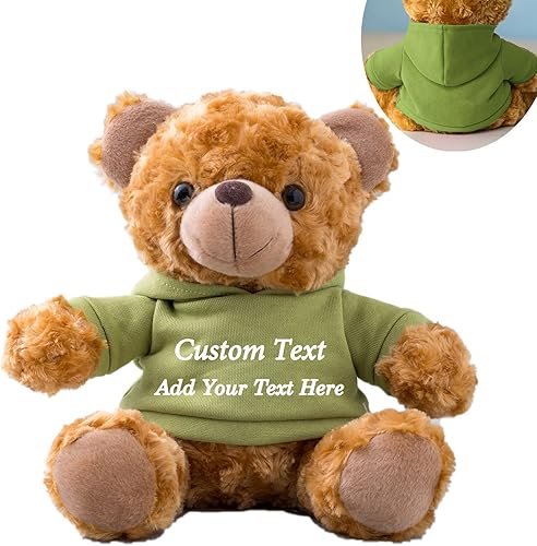 Oso de peluche personalizado con texto personalizado, oso de peluche marrón como regalo personalizado para novianovio en el día de San Valentín,