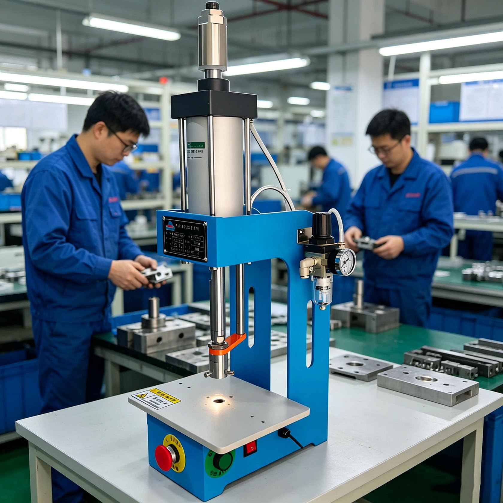 HUMNZR 660lb/300 Kg Pneumatic Riveting Press High Precision Pneumatic Stamping Press Tabletop Pneumatic Press, Adjustable Cylinder Stroke For Small Hardware Assembly Punching Bending