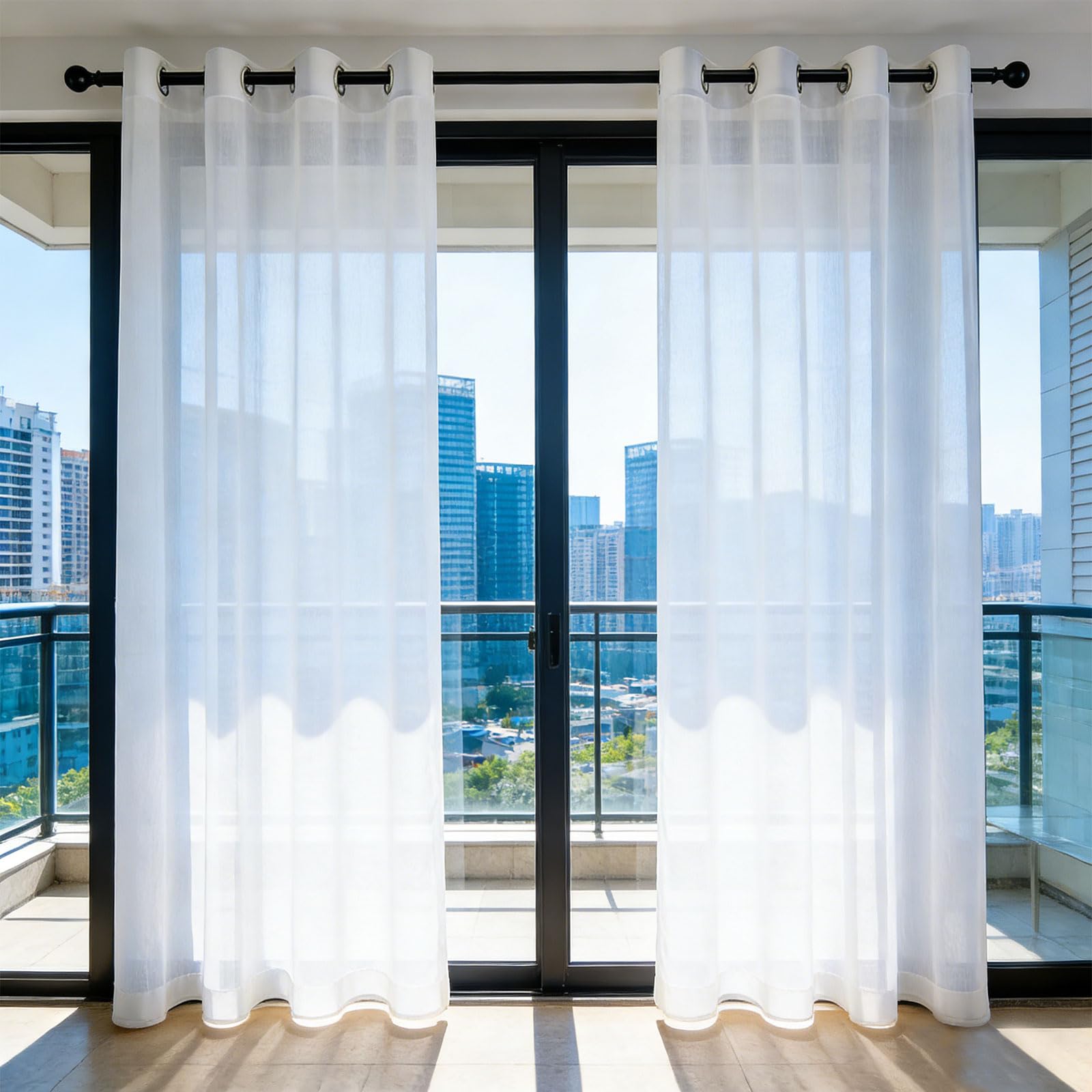 Rideaux voilage 170x230 de décoration voiles translucides anti-UV blanc maison