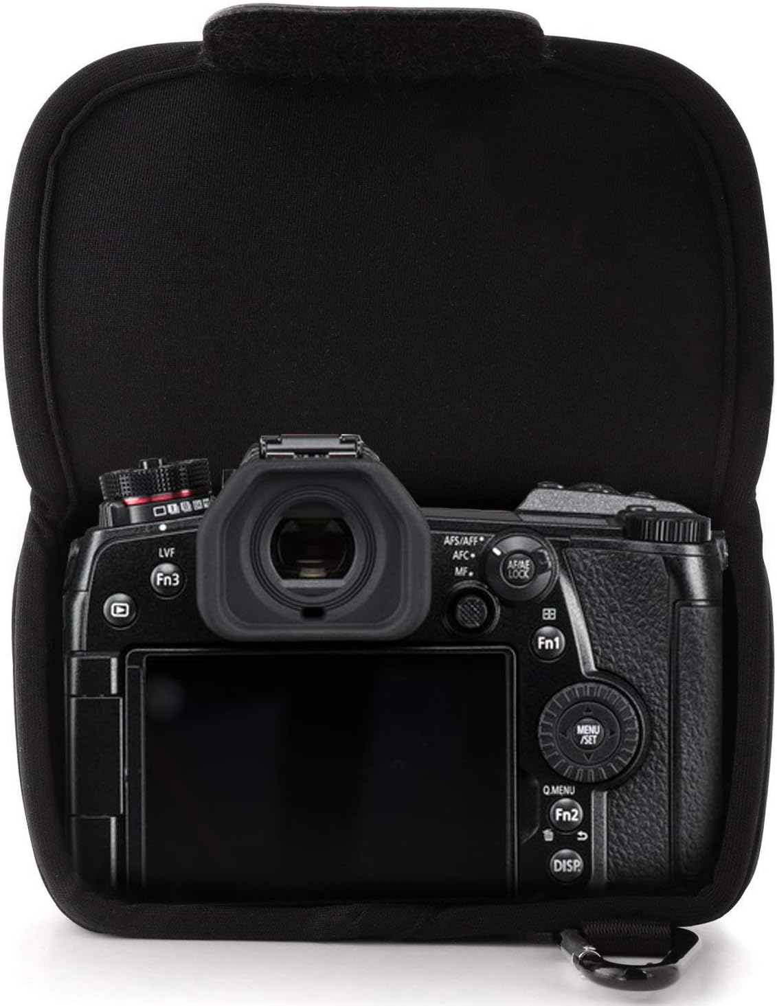 MegaGear ''Ultra Light'' Neoprene Camera Case Bag with Carabiner for Panasonic Lumix DMC-GX8 GX 8 with 14-140mm Digital Camera (Black) (MG656)