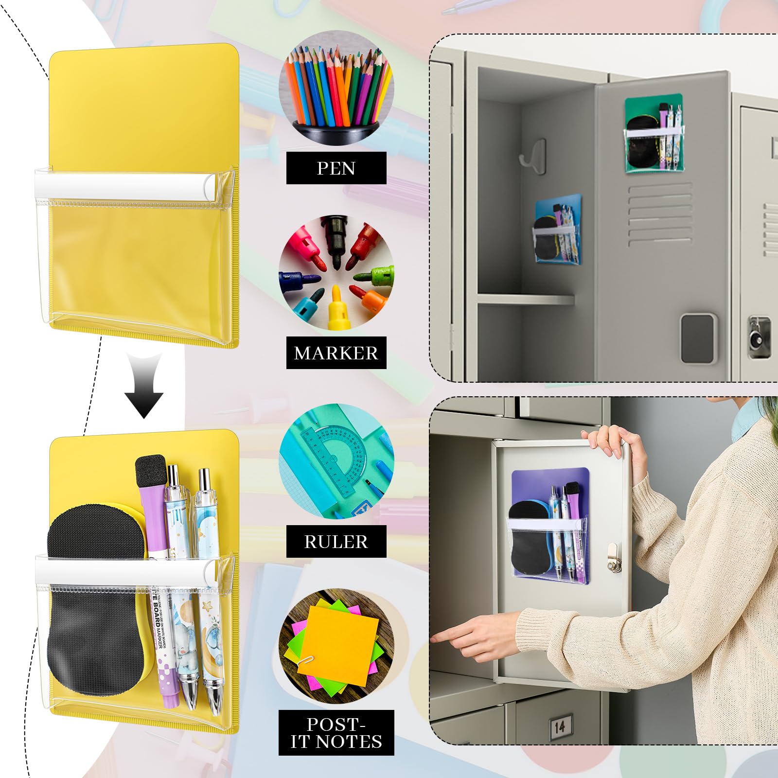 Sherr 12 Pcs Magnetic Pen Marker Holders Magnetic Pencil Pocket Magnet