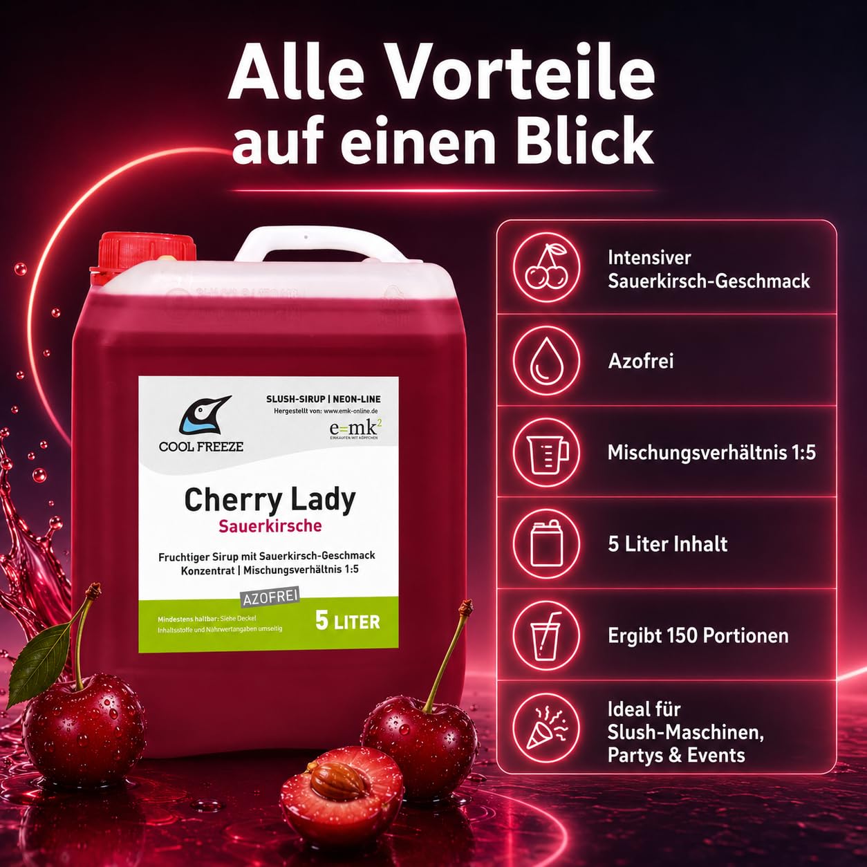 Produktbild von 6-Liter Slush-Mischkanister Aus Kunststoff – Mit Schraubverschluss Für Sirup & Wasser