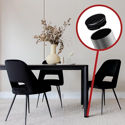 Vista 23 de Prescott Plastics Tapas de plástico acanaladas de 2 pulgadas (2.000 in) de diámetro exterior, tapas redondas de tubo de metal negro, inserciones