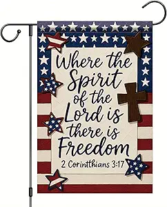 Christian Garden Flag 12x18 Inch Double Sided Religious Patriotic Yard Decor