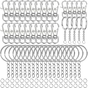100 Pcs Swivel Snap Hook and Key Rings with Chain and Jump Rings for Keychain Lanyard DIY Jewelry Crafts Accessories(50 Pcs Lanyard Snap Hooks+50 Pcs Keychain Rings with Jump Rings)