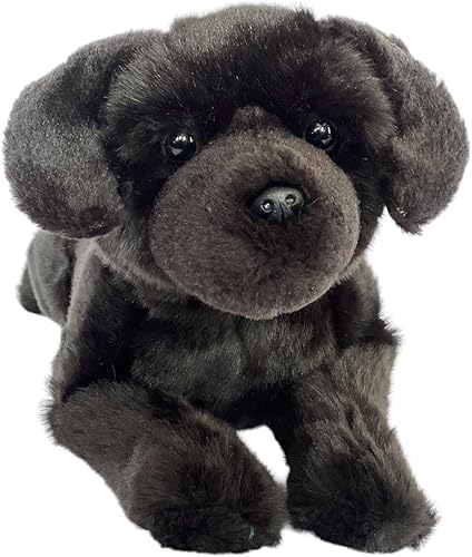 Auswella Perro de peluche Labrador Retriever de 15 pulgadas, elige una postura (negro flexible)