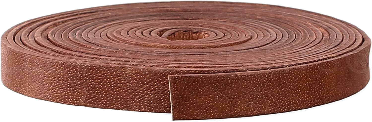 CleverDelights 12.7mm Leather Strap - Antique Brown Color - 15 Feet - 1/2 Inch Genuine Leather Strap