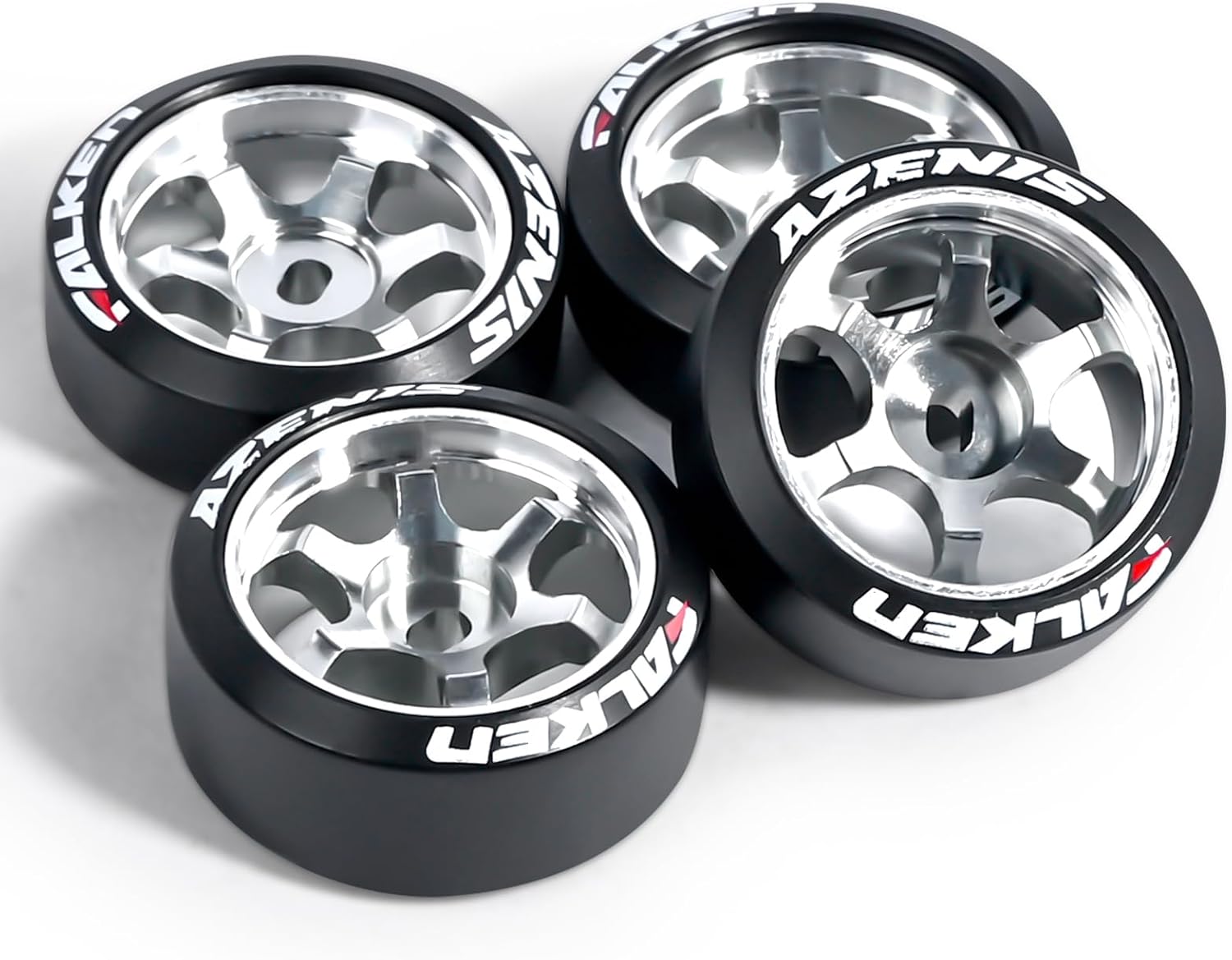 4Pcs 20mm 1/28 Rc Car Drift Wheel Hub with Drift Rc Car Logo Tires for 1/24 1/28 Mini-Z Mini-Q TG Racing Wltoys K969 RC Drift Car Upgrade Parts (Titanium)