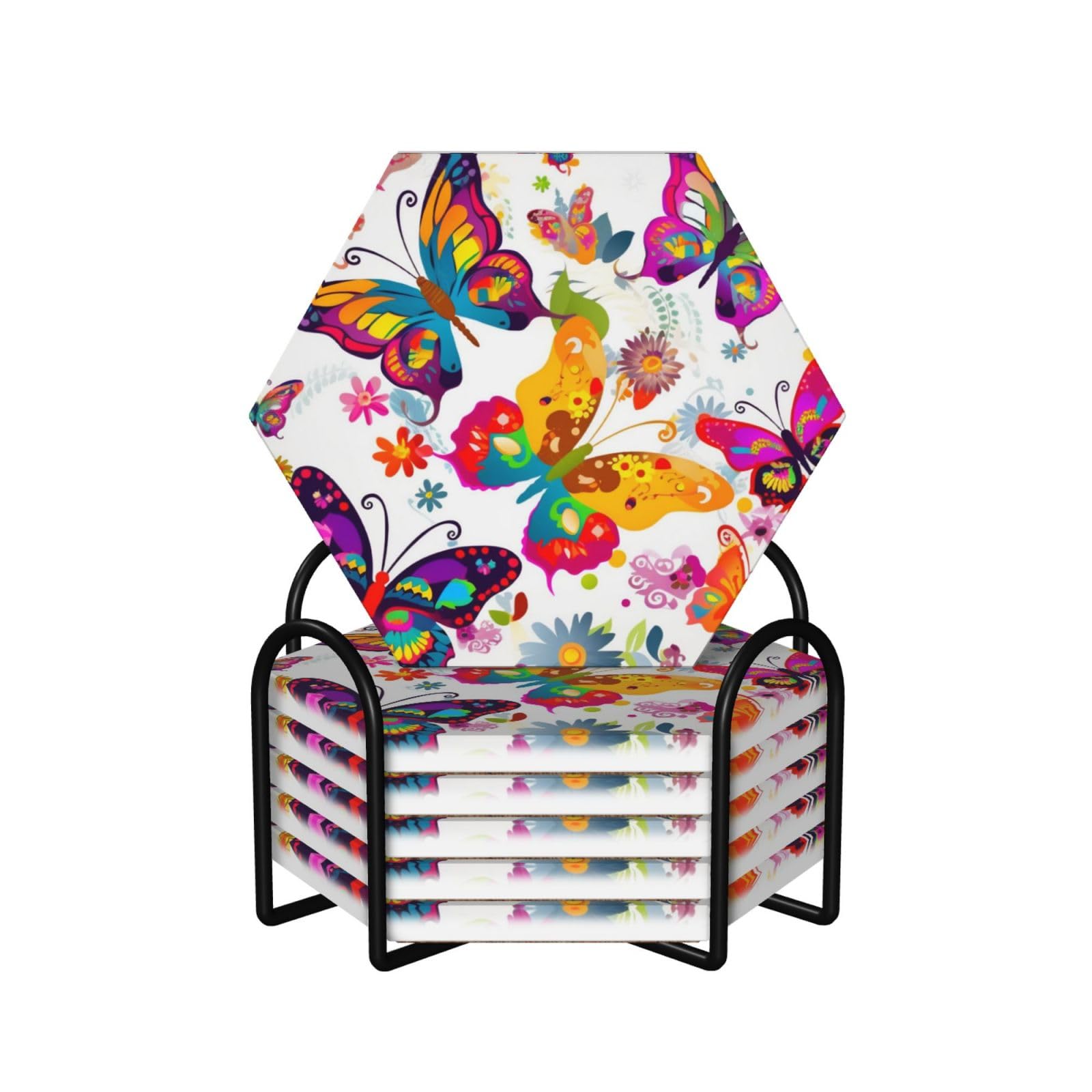 Dessous de verre céramique fleurs liège résistant chaleur lot 6