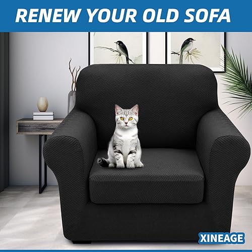 Vista 44 de XINEAGE Funda reclinable de 4 piezas de jacquard elástica con bolsillo, protector de silla reclinable lavable para niños, mascotas, perros y gatos