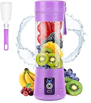 Portable for Milkshake Smoothie Blender USB Rechargeable 6-Blade Juice Cup One-Touch Operation Personal Blender For Kitchen Travel Outdoor Sports Milkshake Smoothie Blender Purple