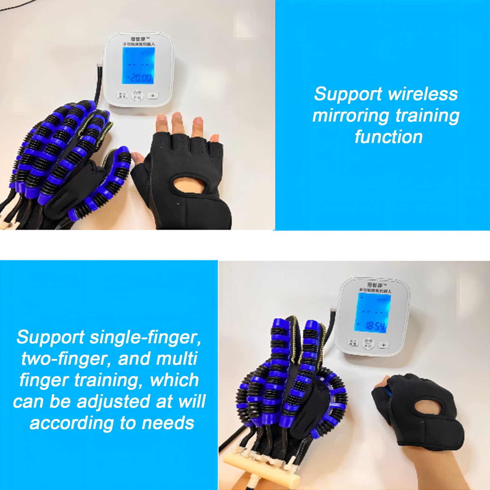 Guantes de Robot de rehabilitación para Pacientes con hemiplejía, Equipo de Entrenamiento de recuperación de Dedos y Manos, para Pacientes con Manos rígidas y espásticas, L-Right Hand