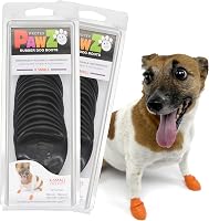 PawZ Rubber Dog Boots X-Small for Paws up to 2" - 24 Pack All-Weather Waterproof Anti-Slip Booties for Small Dogs, Hot Pavement, Snow, Mud, Rain