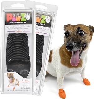 PawZ Rubber Dog Boots X-Small for Paws up to 2" - 24 Pack All-Weather Waterproof Anti-Slip Booties for Small Dogs, Hot Pavement, Snow, Mud, Rain