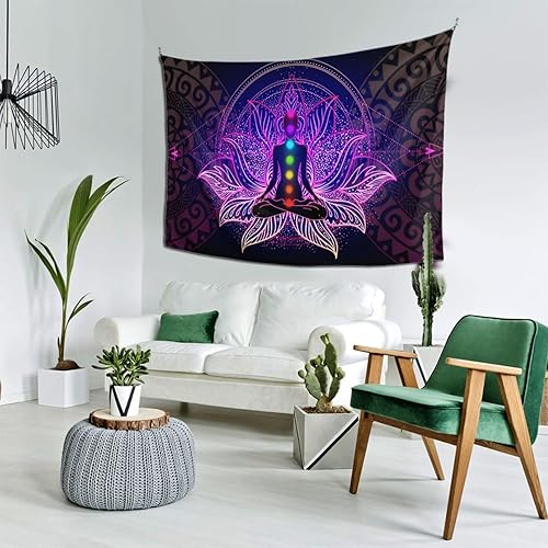 Miniatura 3 de OCUSOHEN Tapiz de siete chakras, diseño de mandala, colorido tapiz bohemio para yoga, meditación, tapiz colgante de pared para dormitorio,