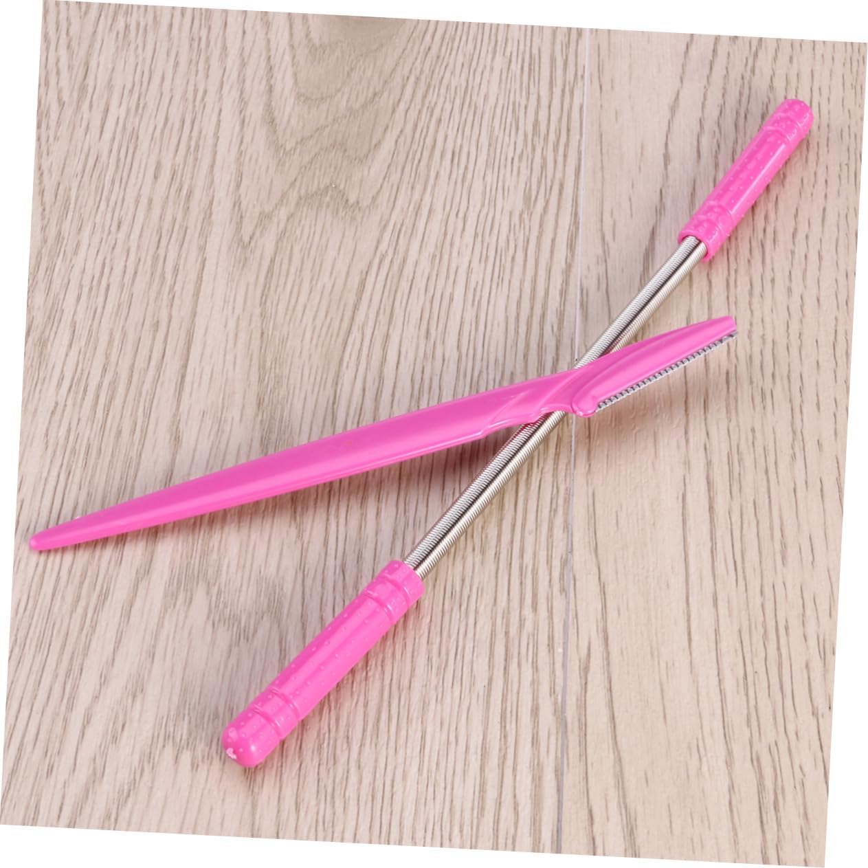 VOSAREA 2pcs Facial Hair Removal Spring Epilator Set with Eyebrow Razor Shaper Painless Hair Removal Tool for All Skin Types for Forehead Cheeks Upper Lip Chin Pink