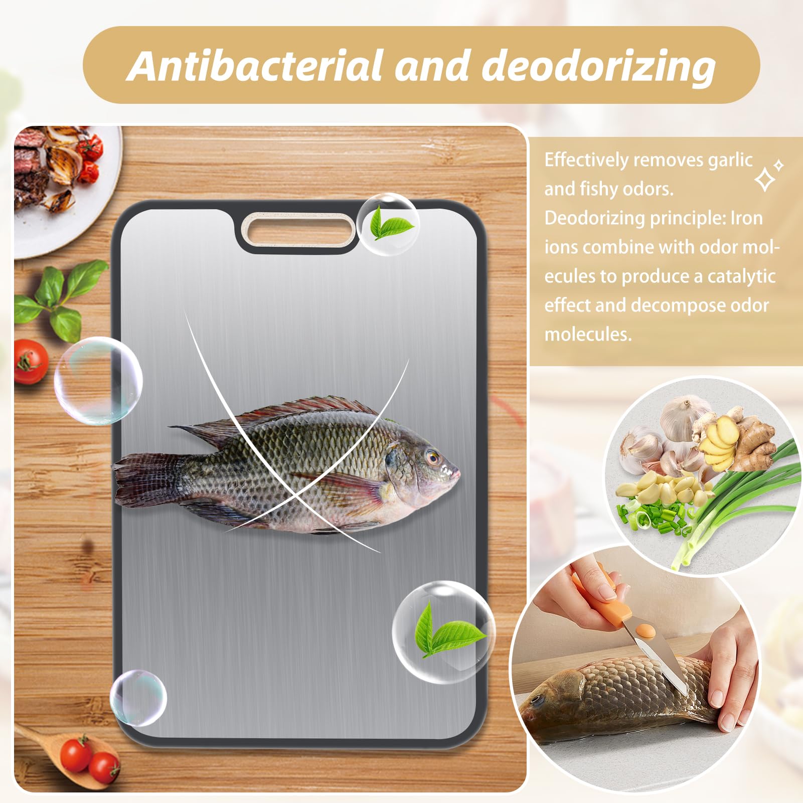Zikenis Planche à Découper Inox Cuisine Antibactérienne Maille Résistant aux Rayures