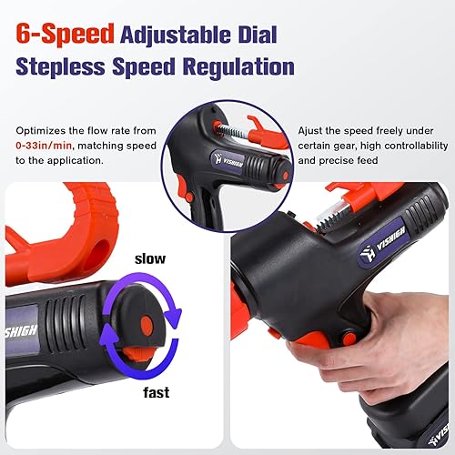 Miniatura 3 de VISHIGH Pistola de calafateo inalámbrica, pistola eléctrica de calafateo de 21 V y pistola adhesiva para cartuchos de 10 oz-20 oz/10.1-20.3 fl oz y
