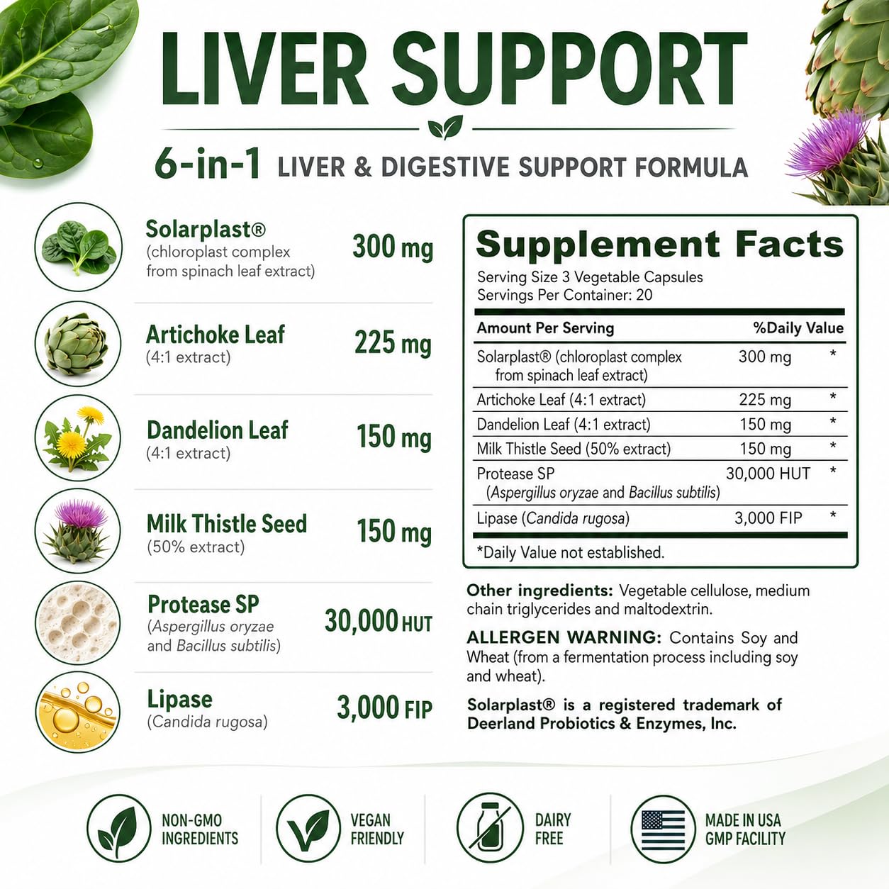 Liver Support, Solarplast, Milk Thistle & Artichoke, 60 Capsules — Amazon image 2