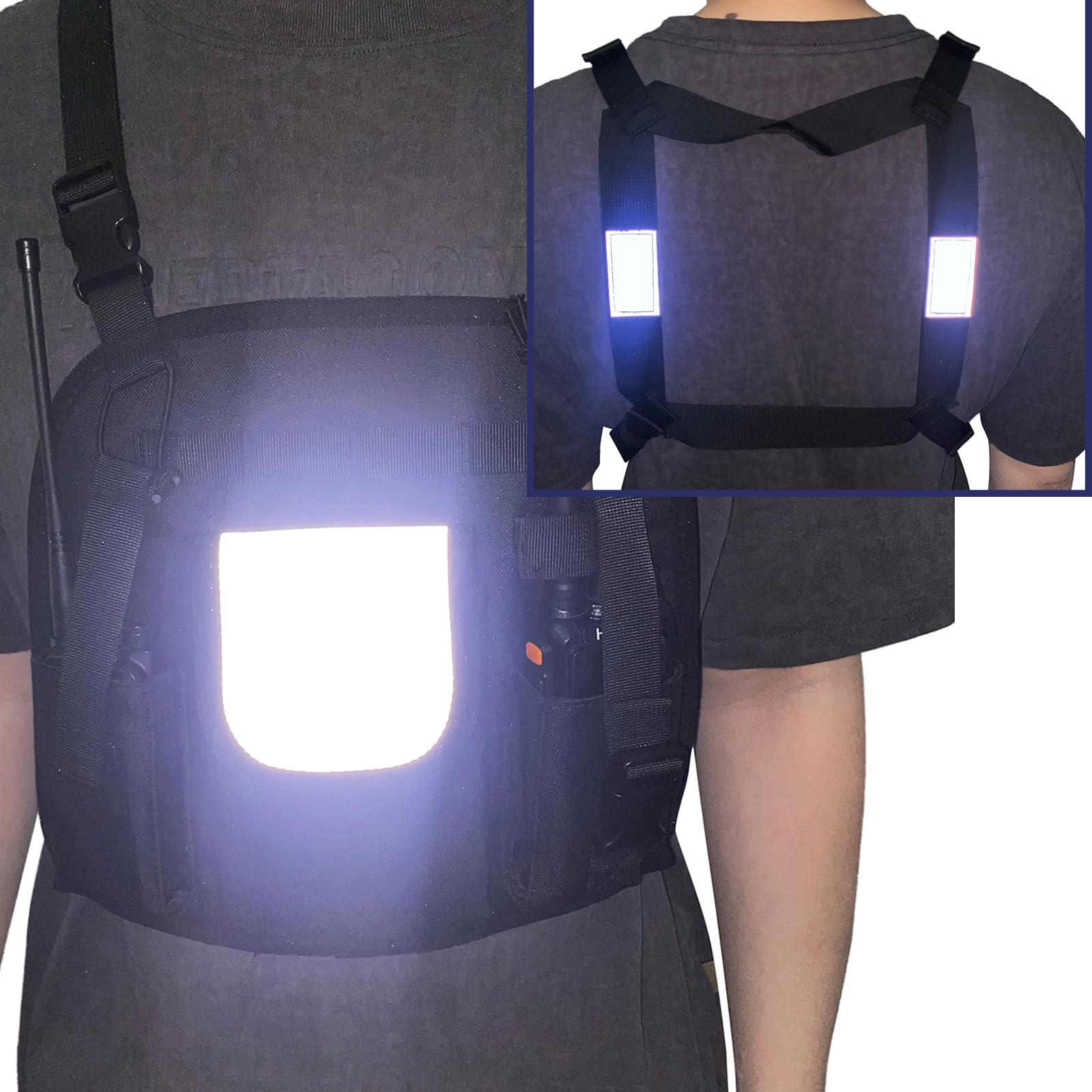 UAYESOK Arnés de pecho para radio, walkie talkie, bolsa de transporte, mochila, funda de transporte de nailon, chaleco utilitario, aparejo de radio, funda táctica para el pecho, correa para el hombro