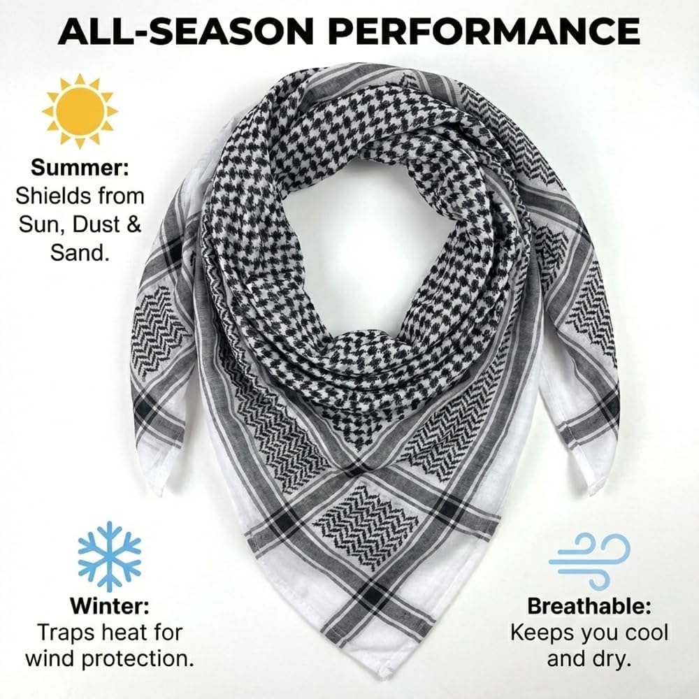 Keffiyeh Arab Head Covering Scarf for Men Sheikh, Islamic Muslim Turban Emirates Dubai Men Headwear Hijab - Image 5