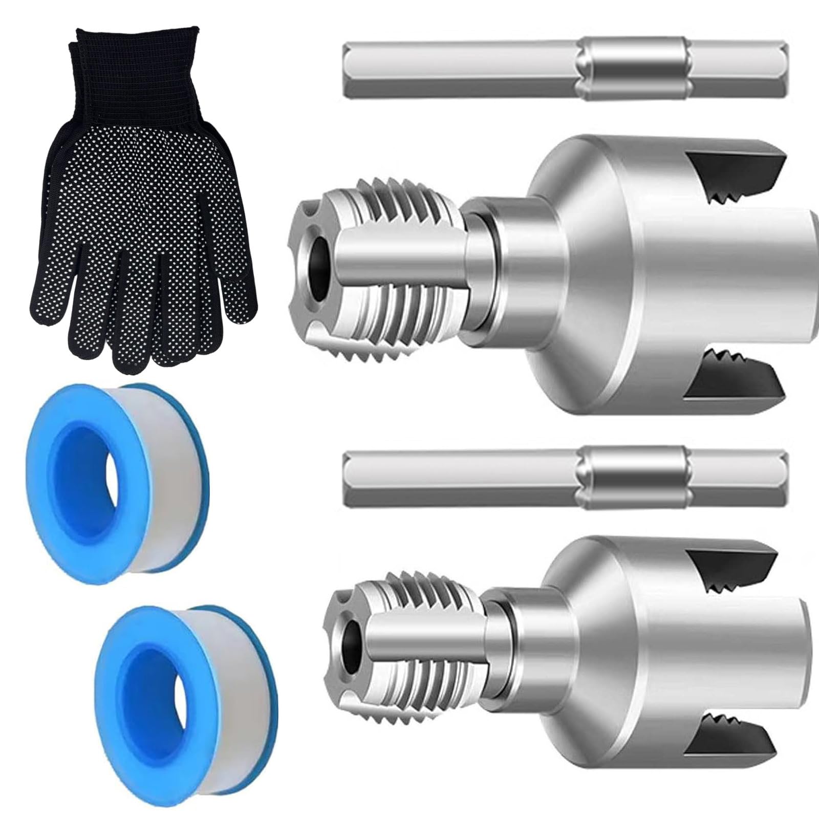 Duty 4 6 Point Copolymer Pipe Threading Set Carbon Steel Construction Includes PTFE Tape and Security Gloves Plumbing Threader Set with PTFE Tape