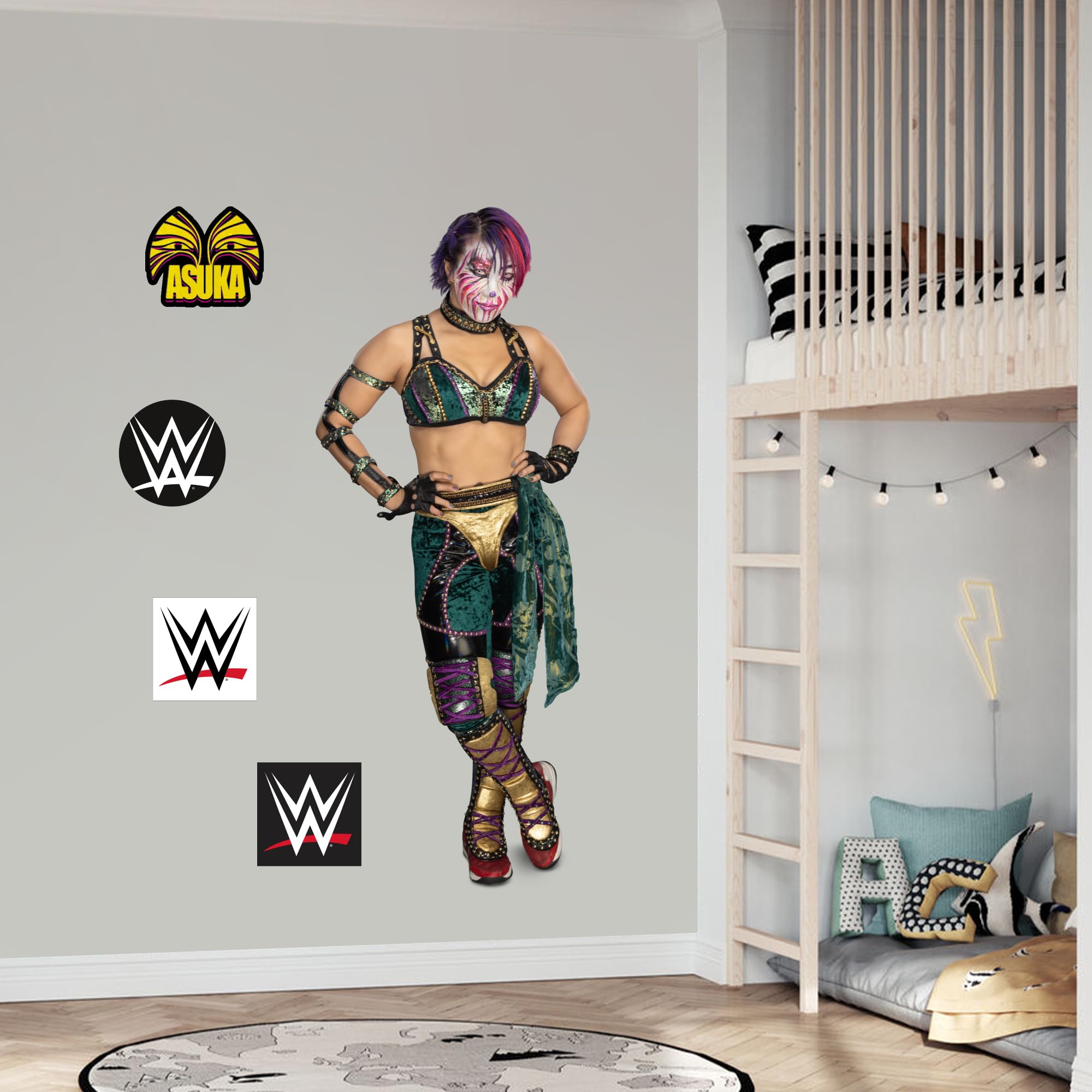 Themed Black Wwe - Asuka Wrestler Decal + Bonus Wall Sticker Set (120Cm Height)