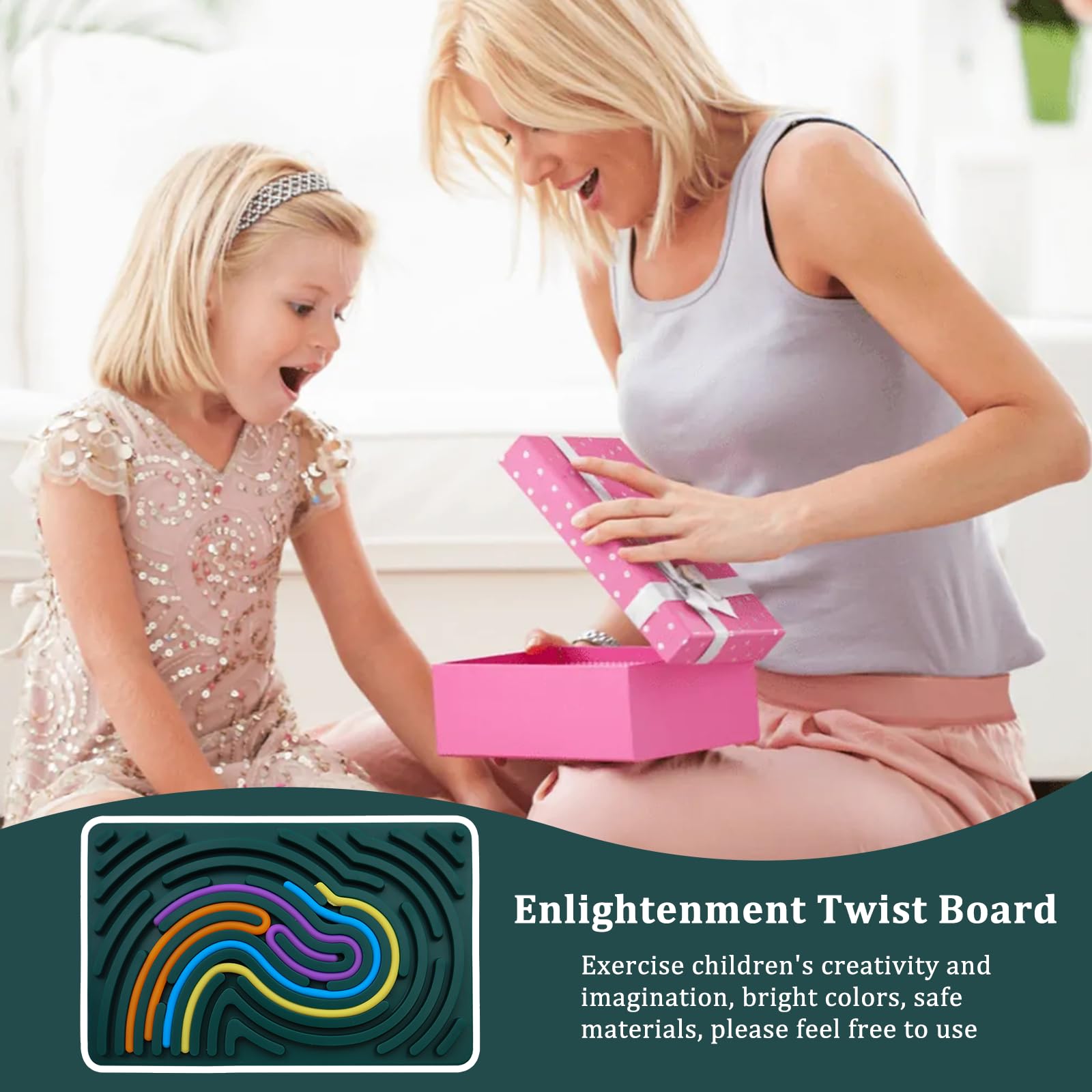 GETRICH Sensory Activity Board, Push Peel Sensory Board Silicone Fidget Toys with Portable Bag & 24 Strings - Image 4