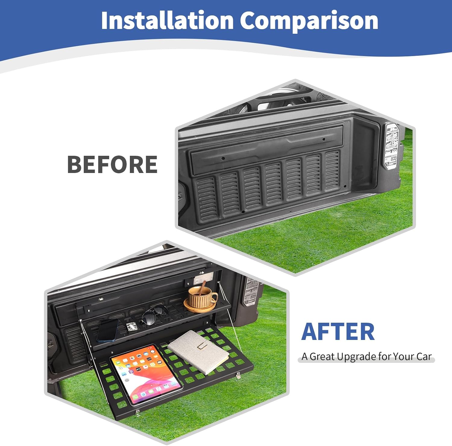 RT-TCZ for Wrangler JL Tailgate Table Molle Panel Folding Dual-Layer for Jeep Wrangler JL JLU 2018-Present Black Flag Storage Accessories