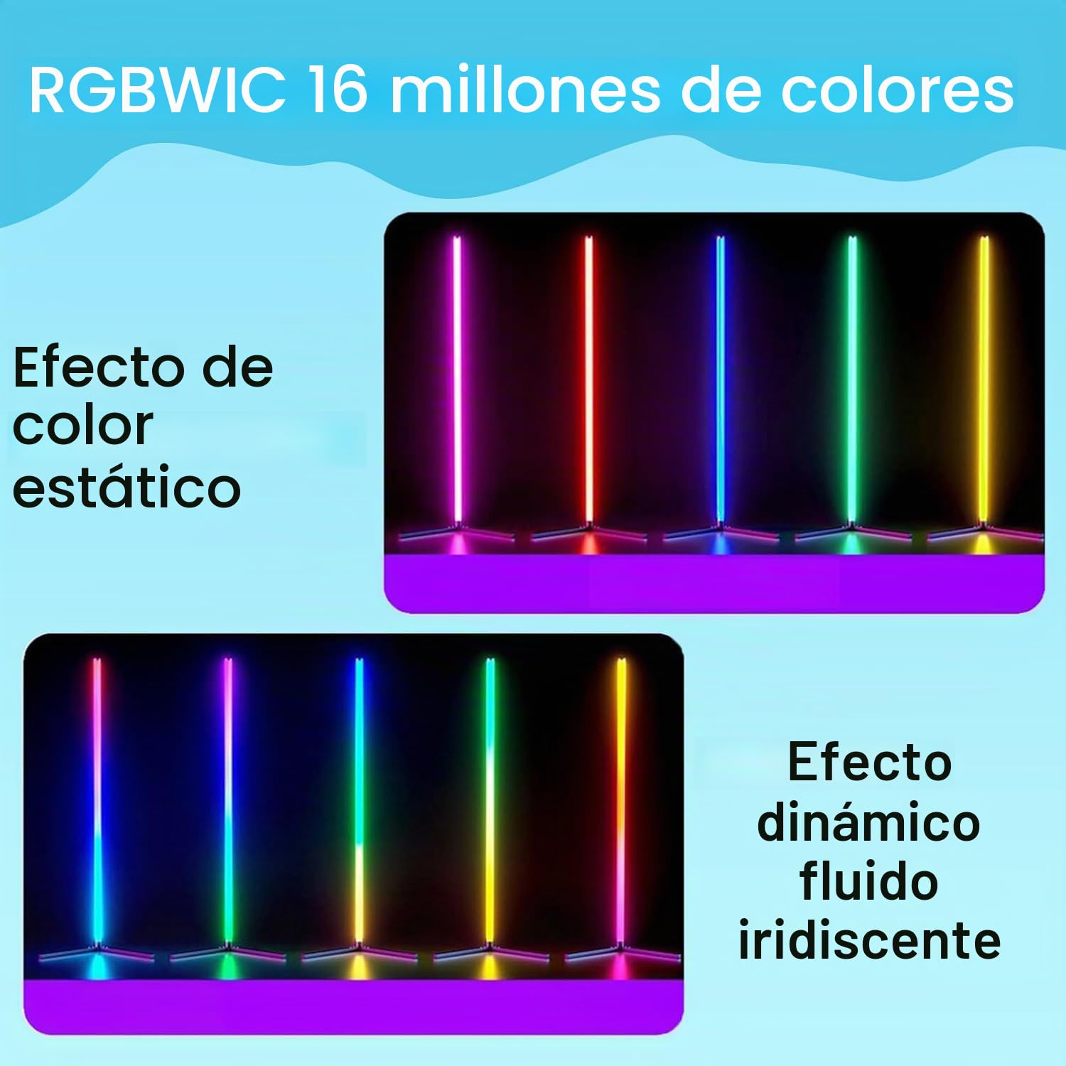 Lámpara de pie LED, lámpara de esquina RGB inteligente de 142 cm con aplicación y control remoto, 16 millones de colores + luz ambiental que cambia de color de escena con sincronización de músi white