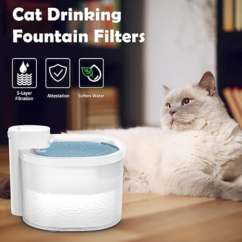 Miniatura 7 de Paquete de 12 filtros de fuente de agua para gatos y 12 esponjas de filtro de repuesto compatibles con fuente de agua Uahpet de 67 oz2 L, fuente