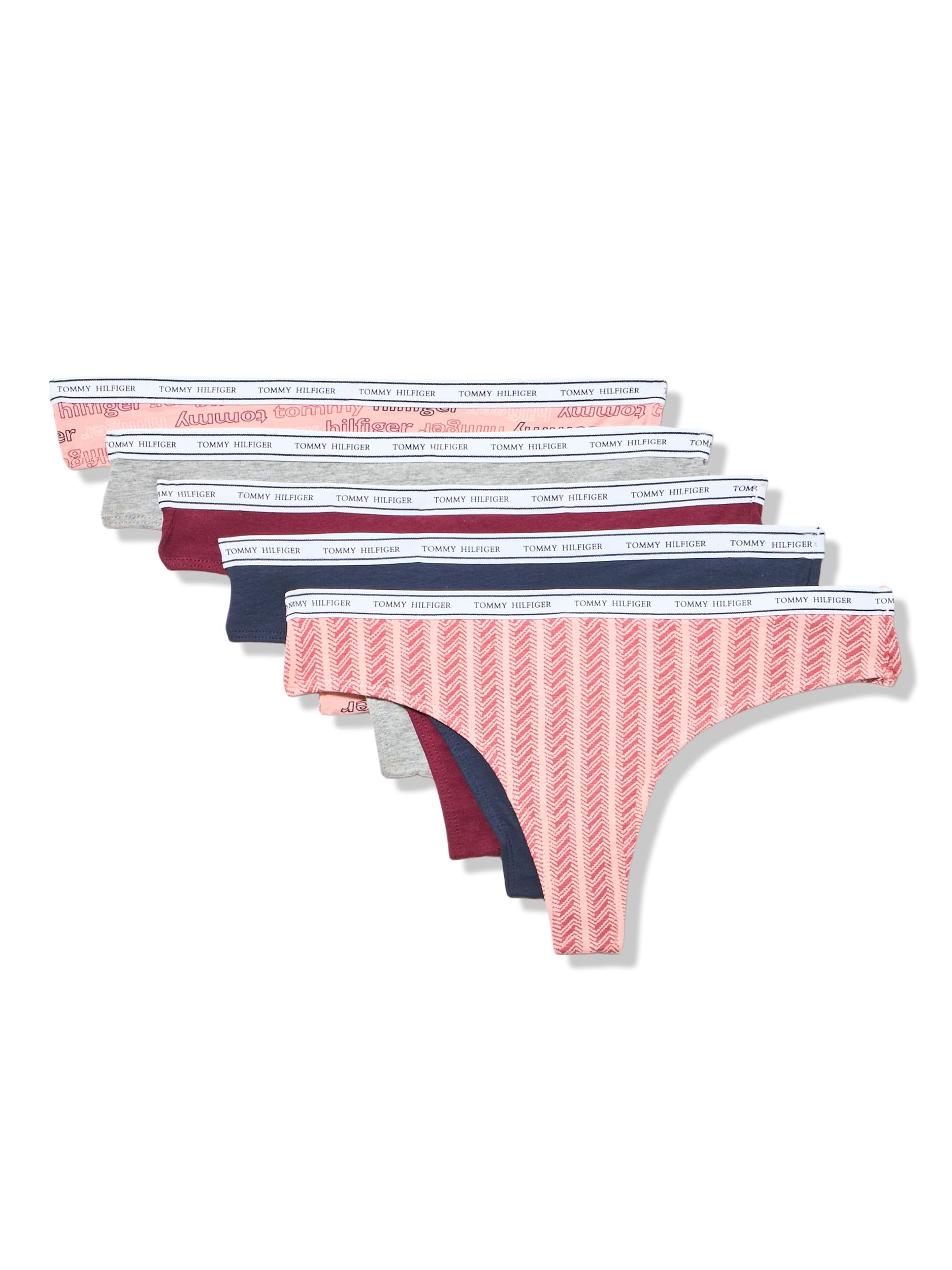 Tommy Hilfiger womens Classic Cotton Thong Underwear With Logo Waistband 5-pack