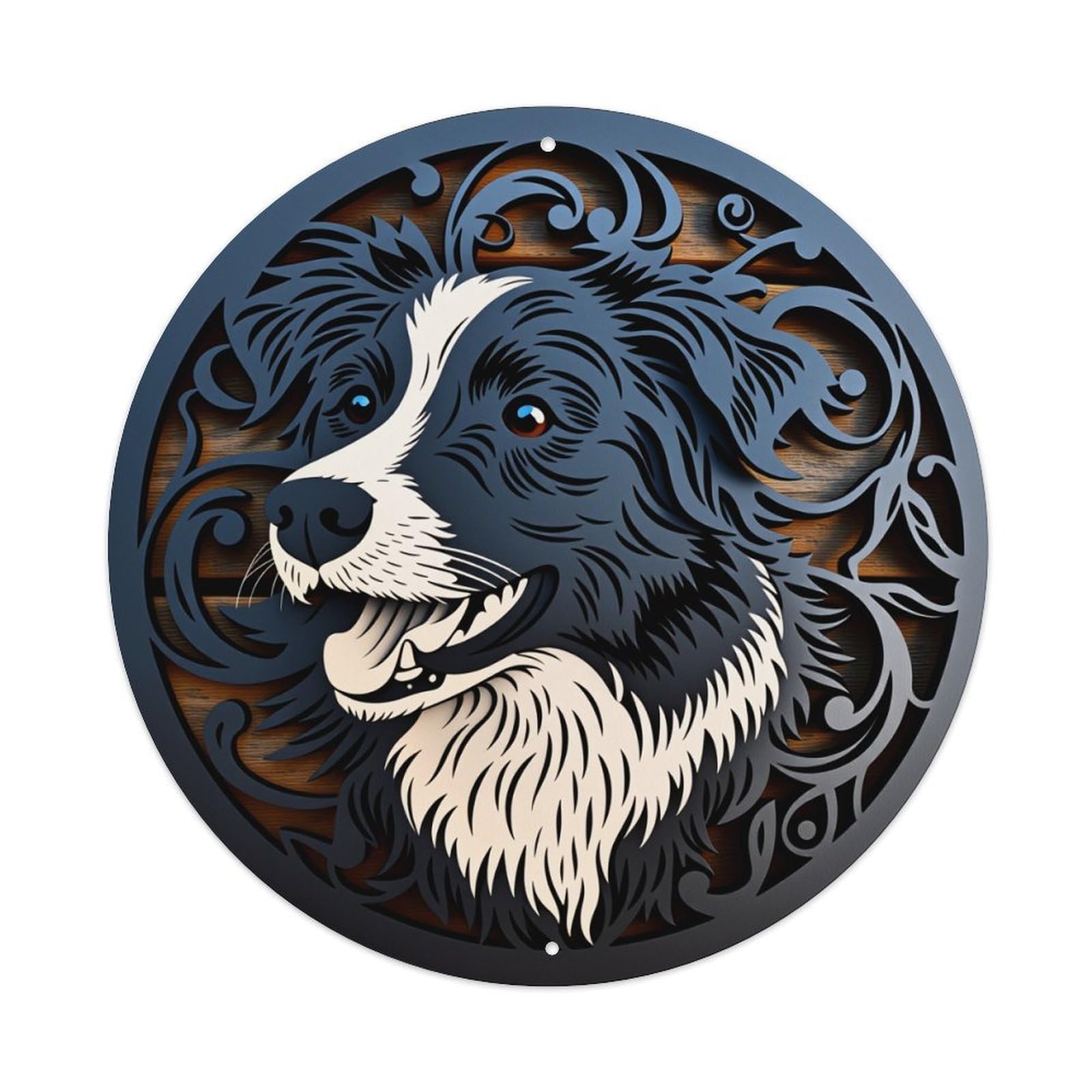 Dog Portrait With Ornate Metal Tin Sign Vintage Garden Bedroom Cafe Bar Man Cave Home Wall Decor Metal Poster 8x8 inches