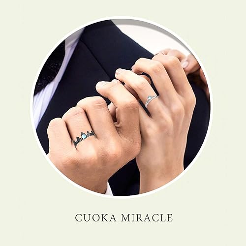 Miniatura 3 de CUOKA MIRACLE Couple Rings for Lover 925 Sterling Silver Crown Rings Princess and knight Matching Rings Promise Rings Adjustable Open Ring Gift for