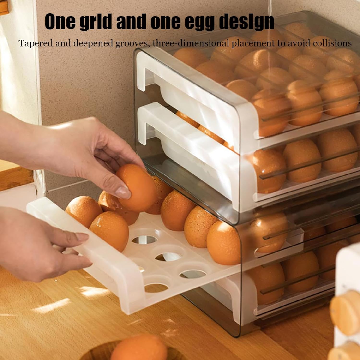 Double Layer Egg Storage Box,Egg Holder for Fridge,Egg Storage for Countertop,Egg Organizer,Egg Dispenser for Refrigerator,Egg Tray for Refrigerator,for Refrigerator
