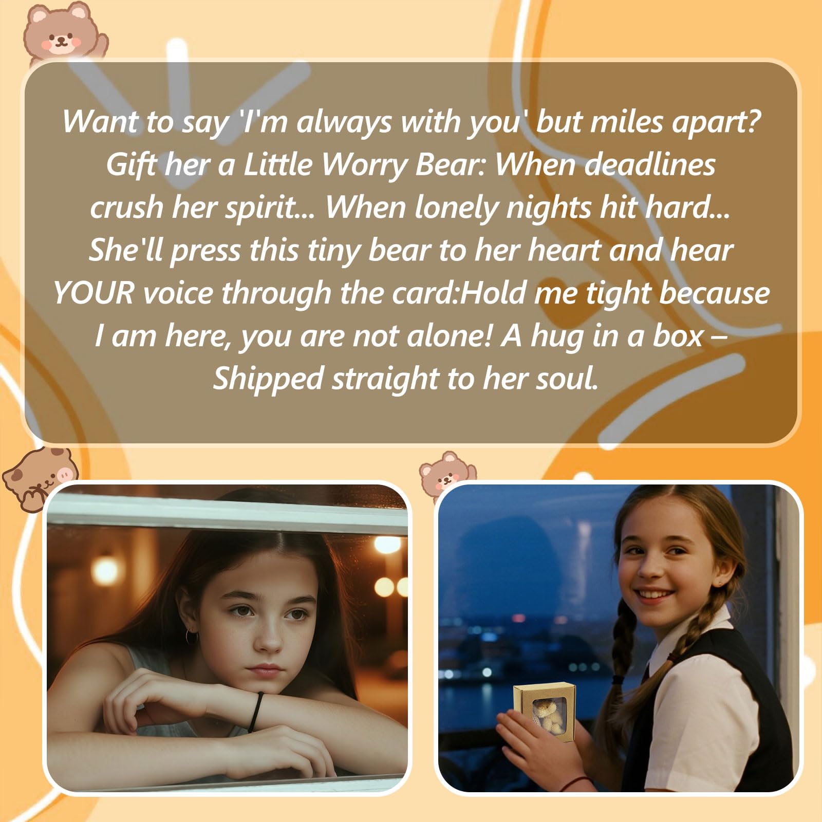 Kenmohuo My Little Worry Bear in a Box, Mini Worry Bear Hug in a Box with Inspirational Card - Image 3
