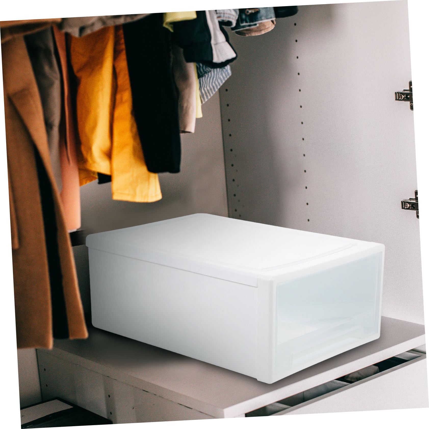 Ipetboom Aufbewahrungsbox aus Kunststoff Schubladenbox mit 13l Fassungsvermögen für Unterwäsche Socken und Kleidung Weiß Atmungsaktiv und Stapelbar für Kleiderschrankorganisation