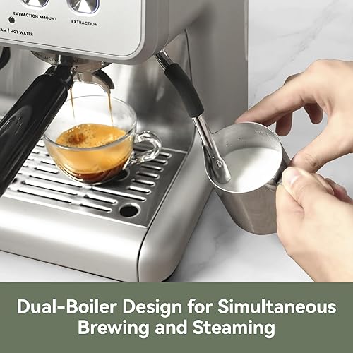 Miniatura 4 de Gevi Máquina de café expreso de doble caldera con molinillo integrado y varita de vapor barista Portafiltro comercial de 2.283 in, 31 ajustes de