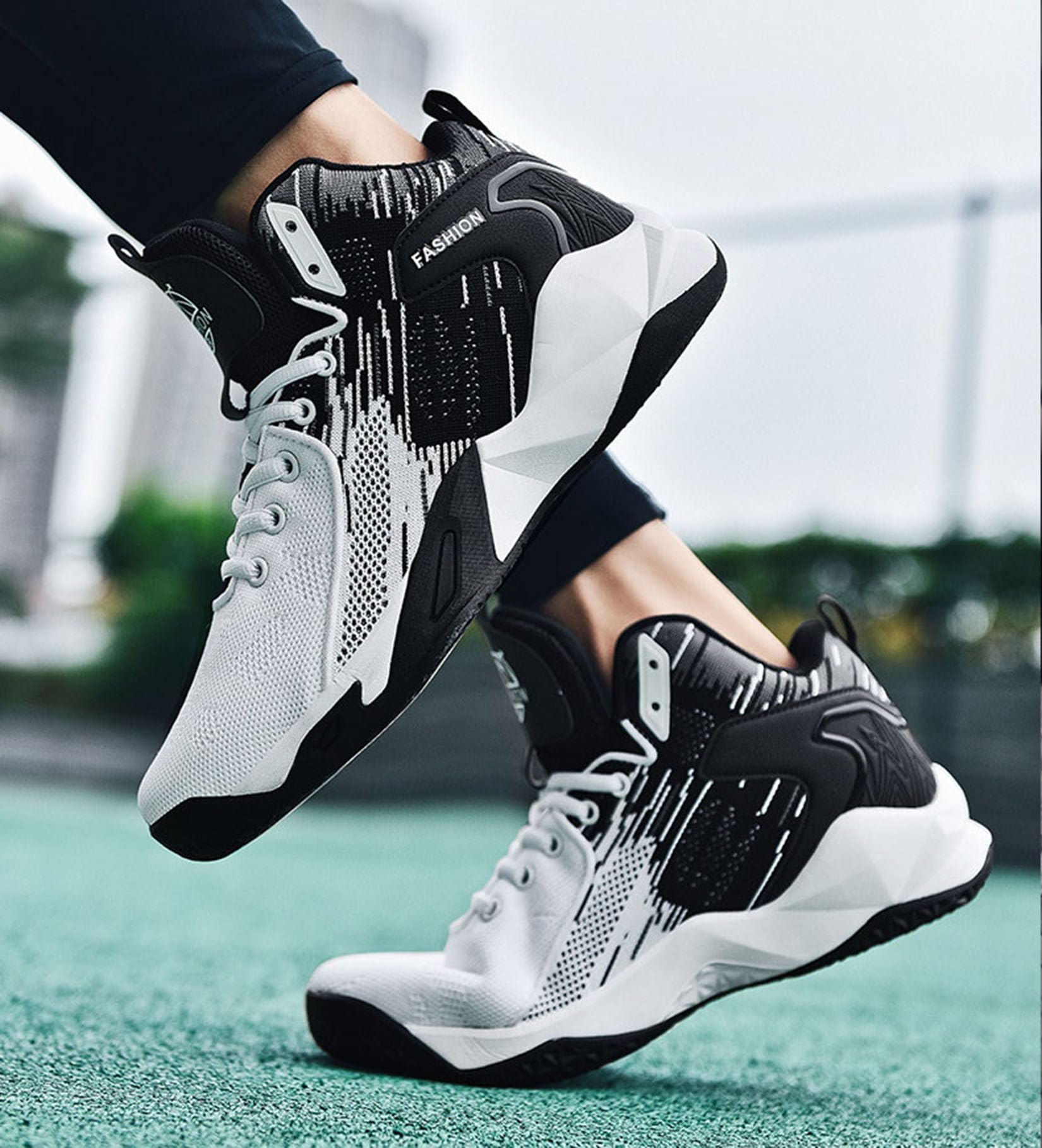 Buty do koszykówki męskie buty do koszykówki latające tkane oddychające lekkie buty sportowe buty treningowe (45 EU, Q2)