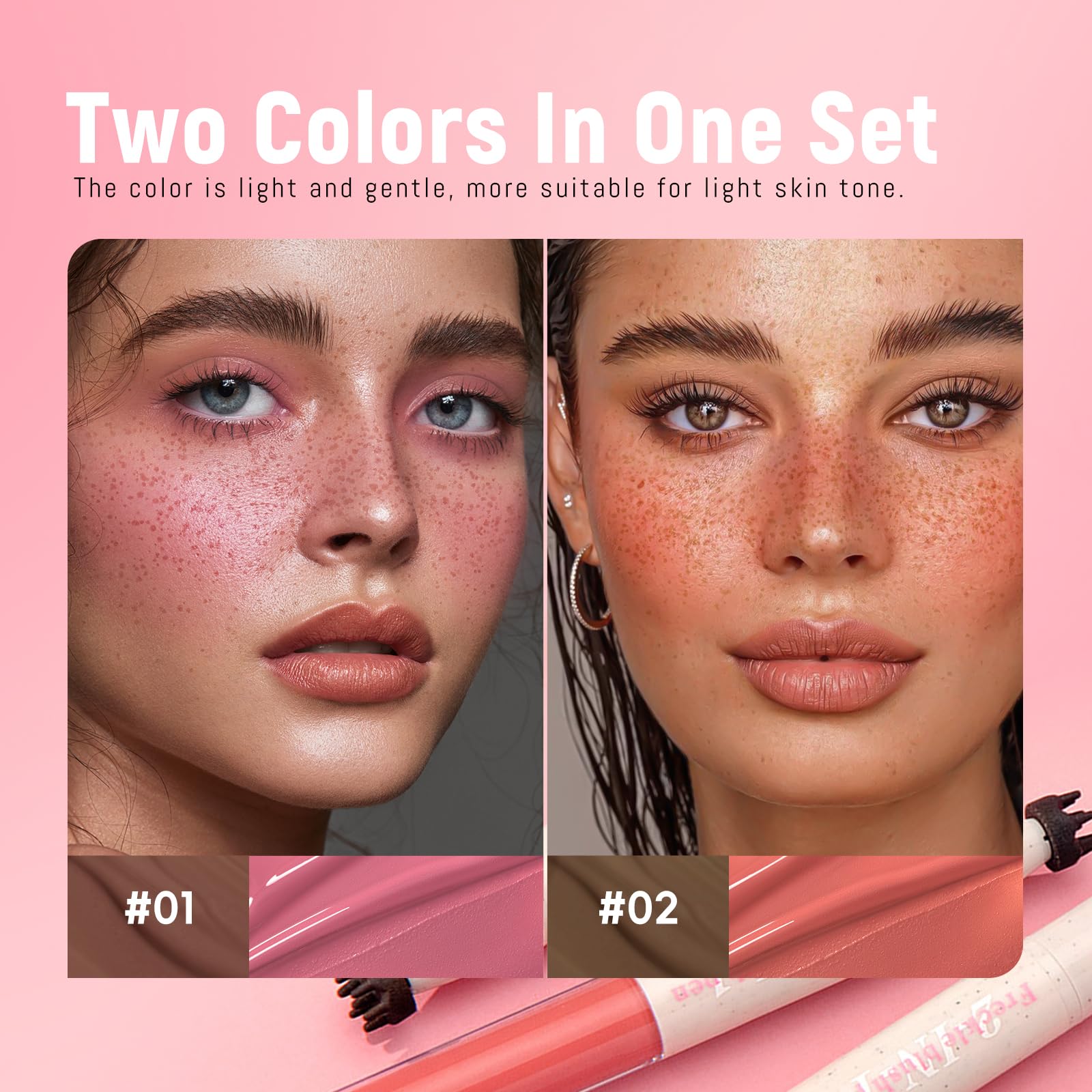 Amazon.com : Noerrors 2 Colors Blush Freckle Pen for Natural Faux Freckles,  2 in 1 Fake Freckle Stamp Pink&Coral Blusher for Lifelike Sunkiss Makeup  Waterproof Long Wear Freckles Stain Maker with Puff #