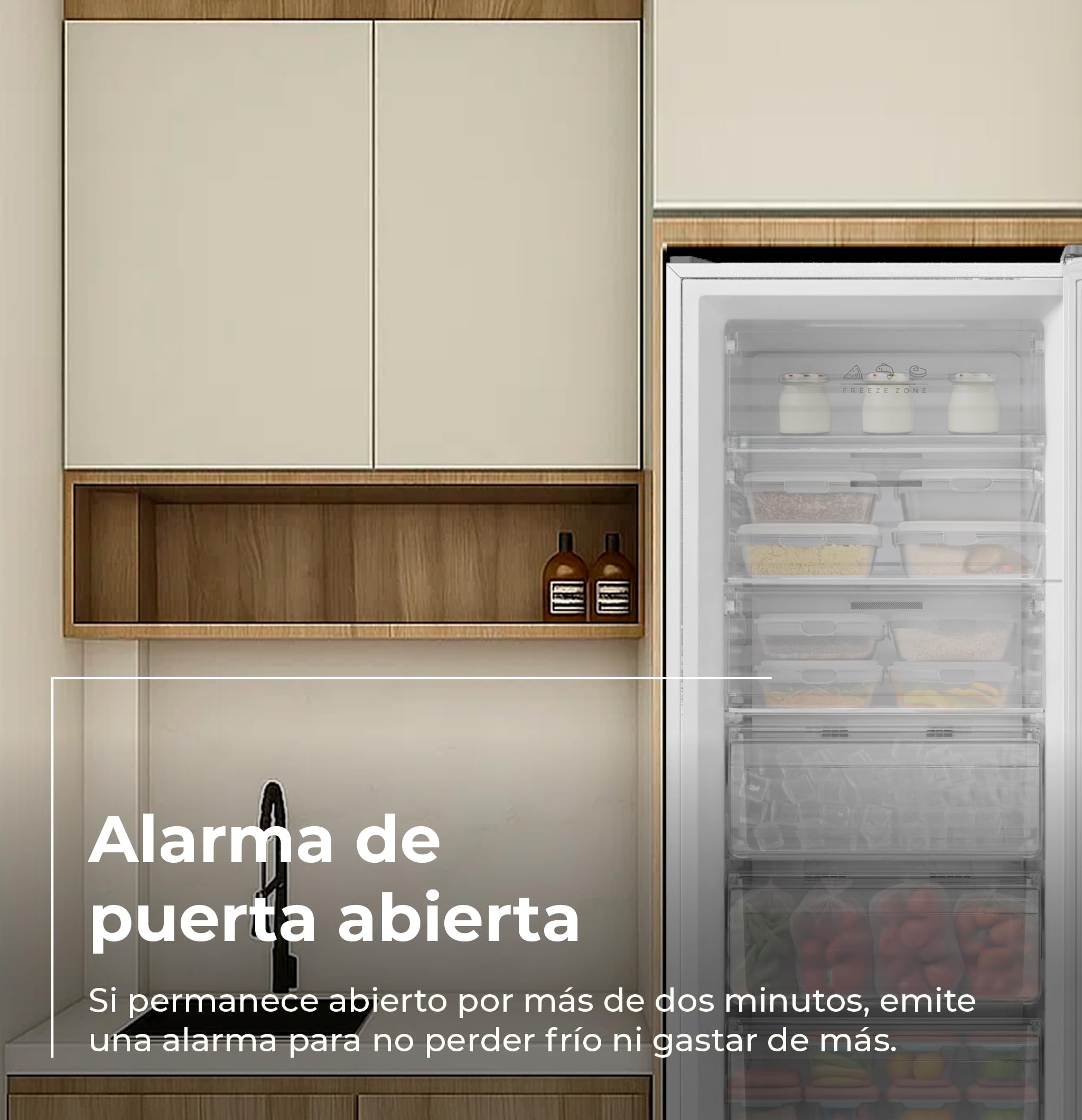 EVVO Congelador Vertical ICE 273 - Arcón Congelador Convertible a Frigorífico, 185cm de Altura, Capacidad de 273 Litros, Alarma Puerta Abierta, Puerta Reversible, Display Frontal, Acabado Blanco
