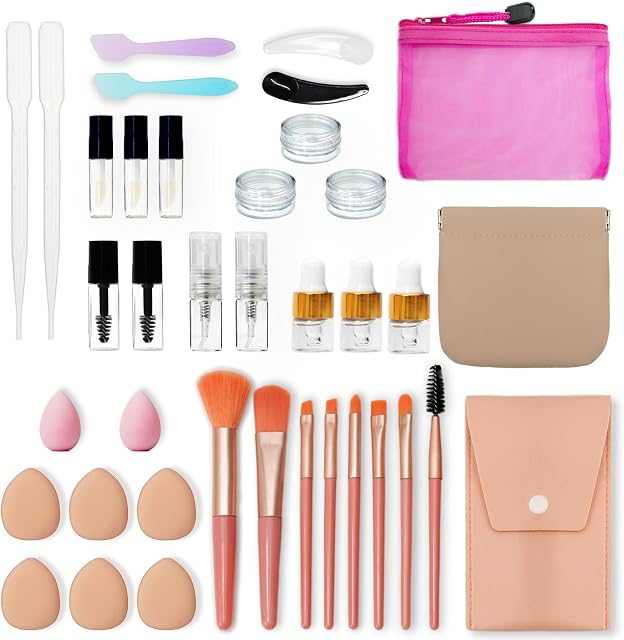 PrettyCare Gifts for Women 38 Pcs Mini Travel Makeup Containers Set, Small Empty Container & TSA Approved Trav