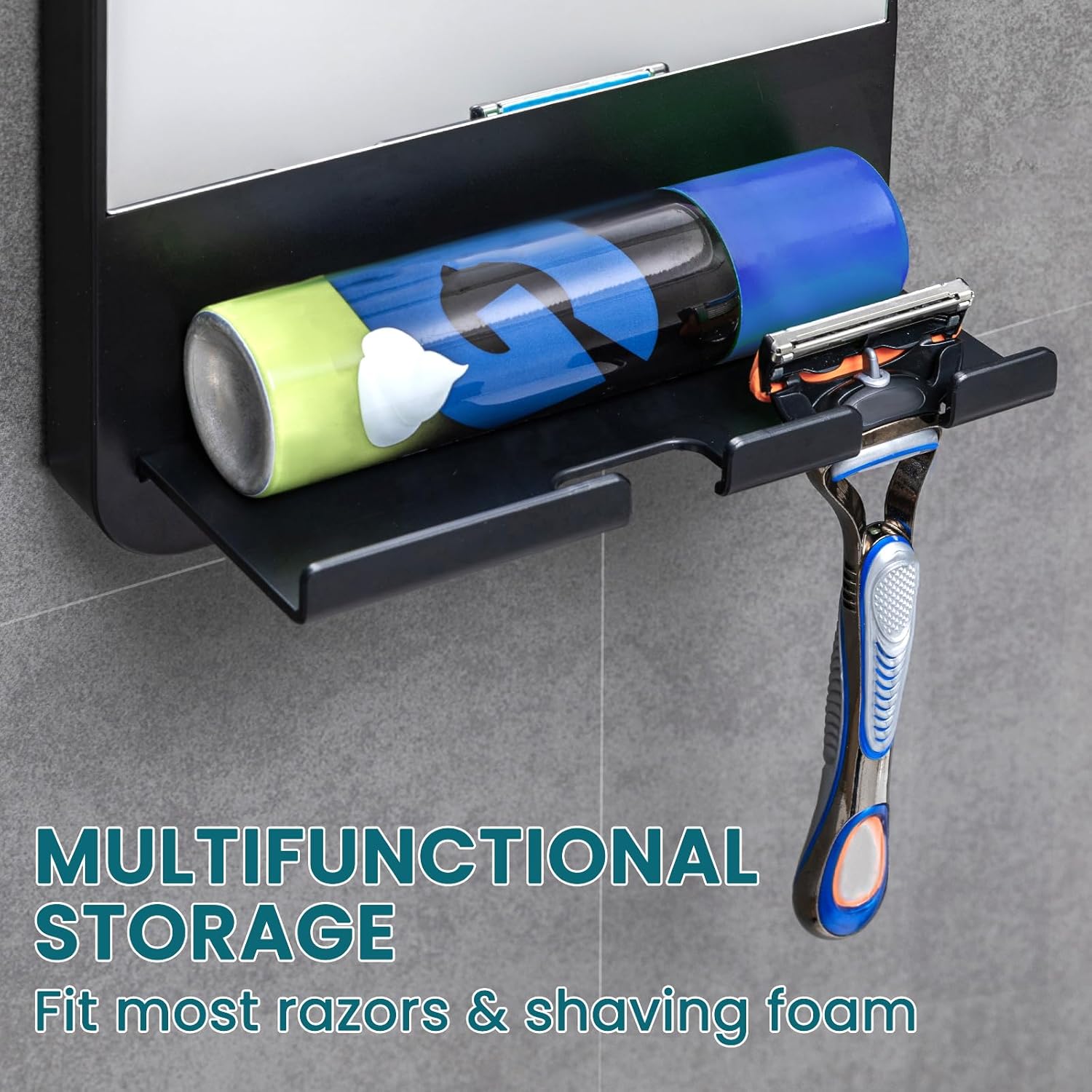 TAILI Shower Mirror Fogless for Shaving, Shaving Mirror for Shower with Razor Holder Hook, Anti Fog Mirror with Strong Suction, Removable, Bathroom & Shower Accessories, Black